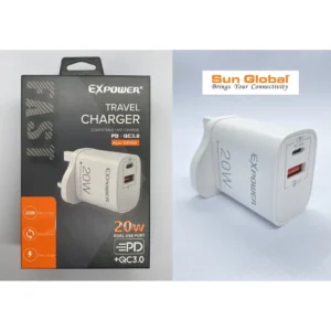 EXPOWER TRAVEL CHARGER PD & QC 3.0 ADAPTIVE - 20W (ACC100)